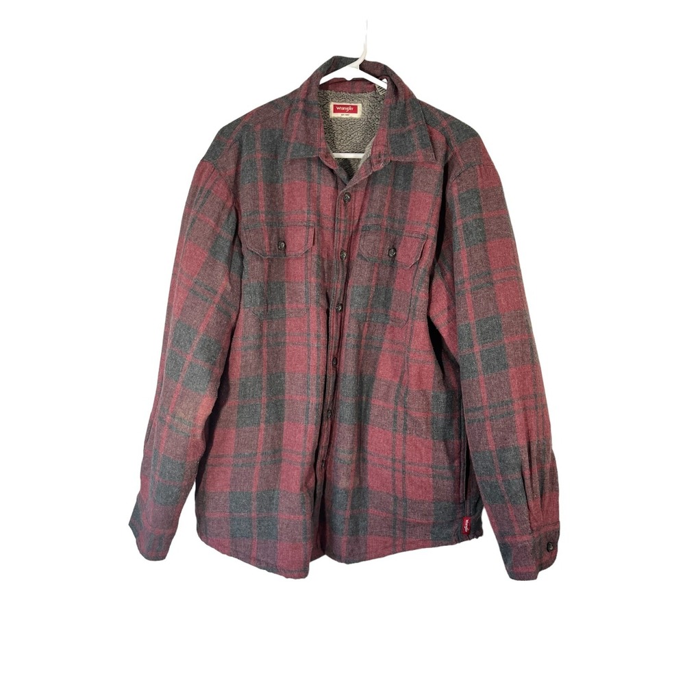Wrangler Men's Flannel Fleece Sherpa Lined Jacket Shirt Plaid Size M